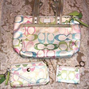 Coach Bag with Wristlet and card holder